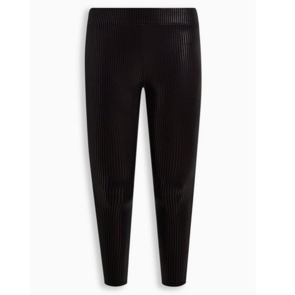 Torrid Black High Rise Full Length Leggings Vertical Stripe Print Size 2 - Picture 1 of 9